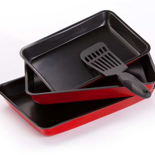 baking trays and spatula